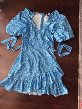 Missguided Blue Floral Ruffle Mini Dress